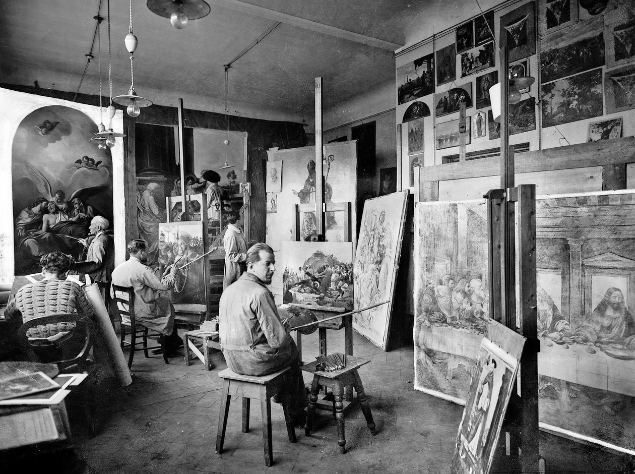 Malersalen i Stabilimento Fotografico Fratelli Alinari i via Nazionale, Firenze (s/h foto) af Fratelli Alinari