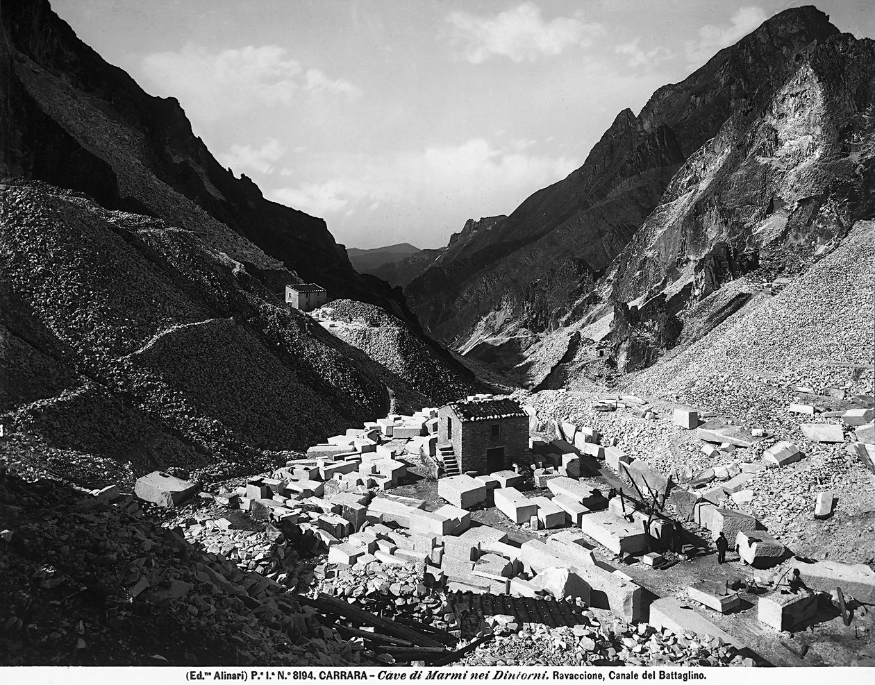 Ravaccione stenbrud, nær Carrara (s/h foto) af Fratelli Alinari