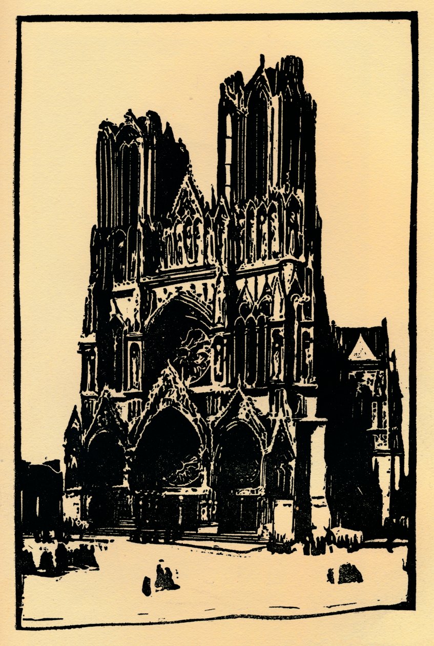 Reims katedral, 1914, 1918 af Allan Douglass Mainds