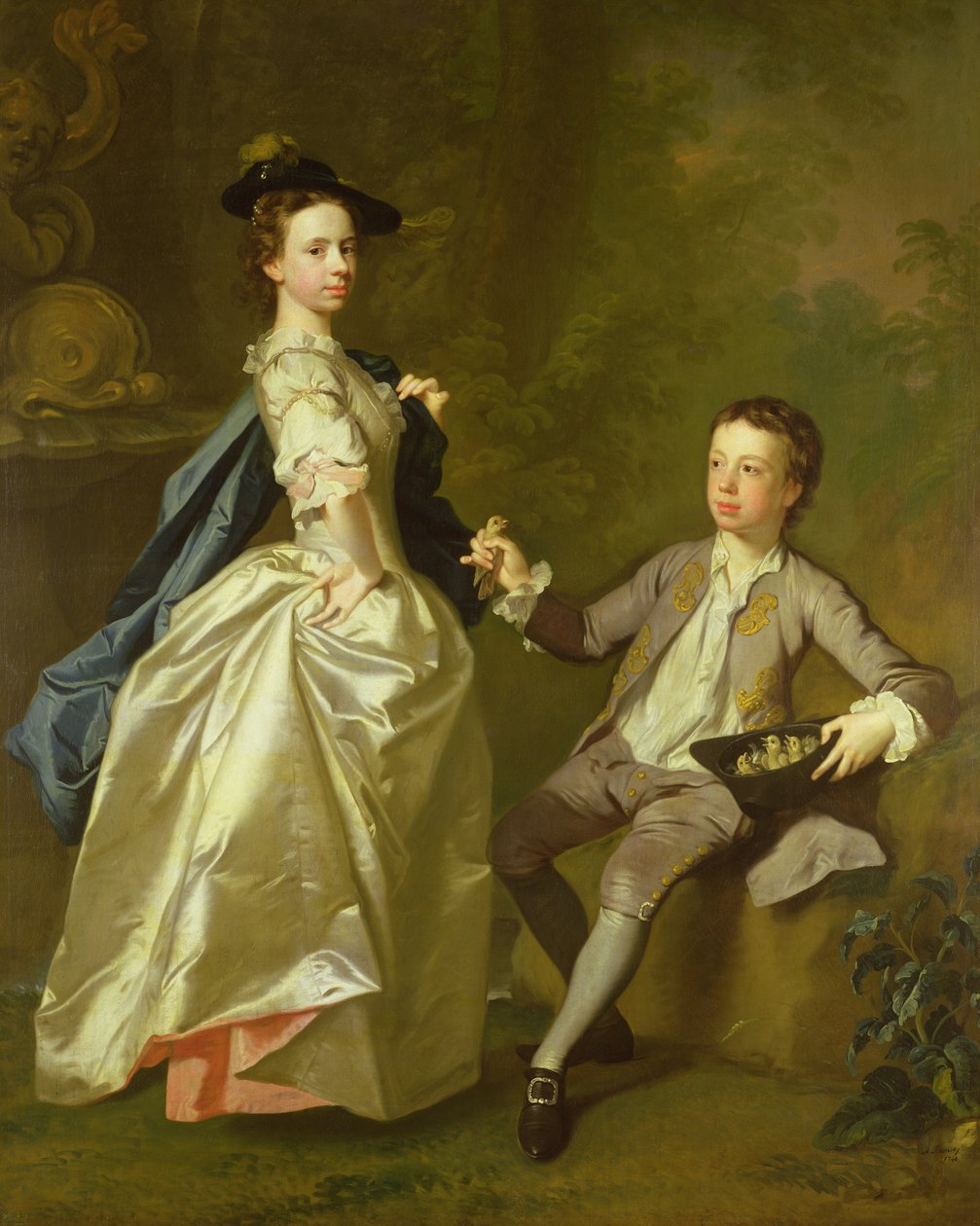 Den Hon. Rachel Hamilton og hendes bror, Hon. Charles Hamilton, 1740 af Allan Ramsay