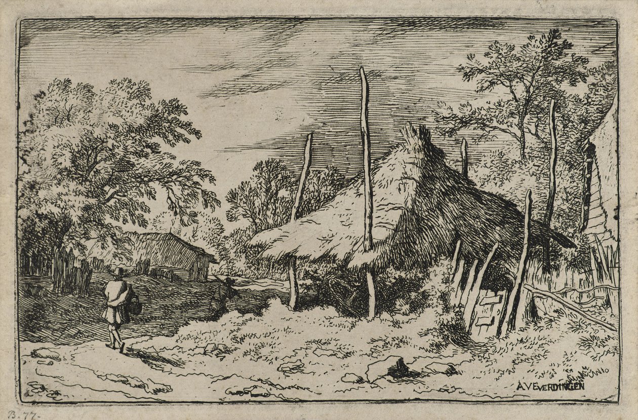 Hjul under et justerbart læ (ætsning på papir) af Allart van Everdingen