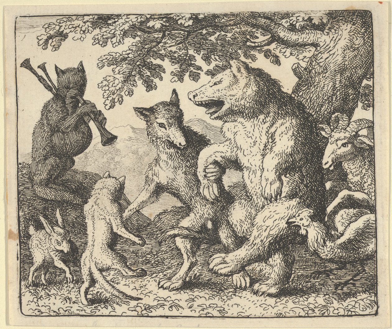 En fest til ære for bjørnen og ulven, 1650-75. af Allart van Everdingen