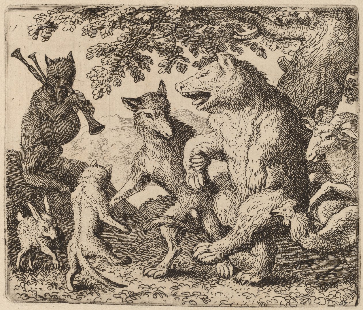 Glæd dig alle for bjørnen og ulven, sandsynligvis ca. 16451656. af Allart van Everdingen