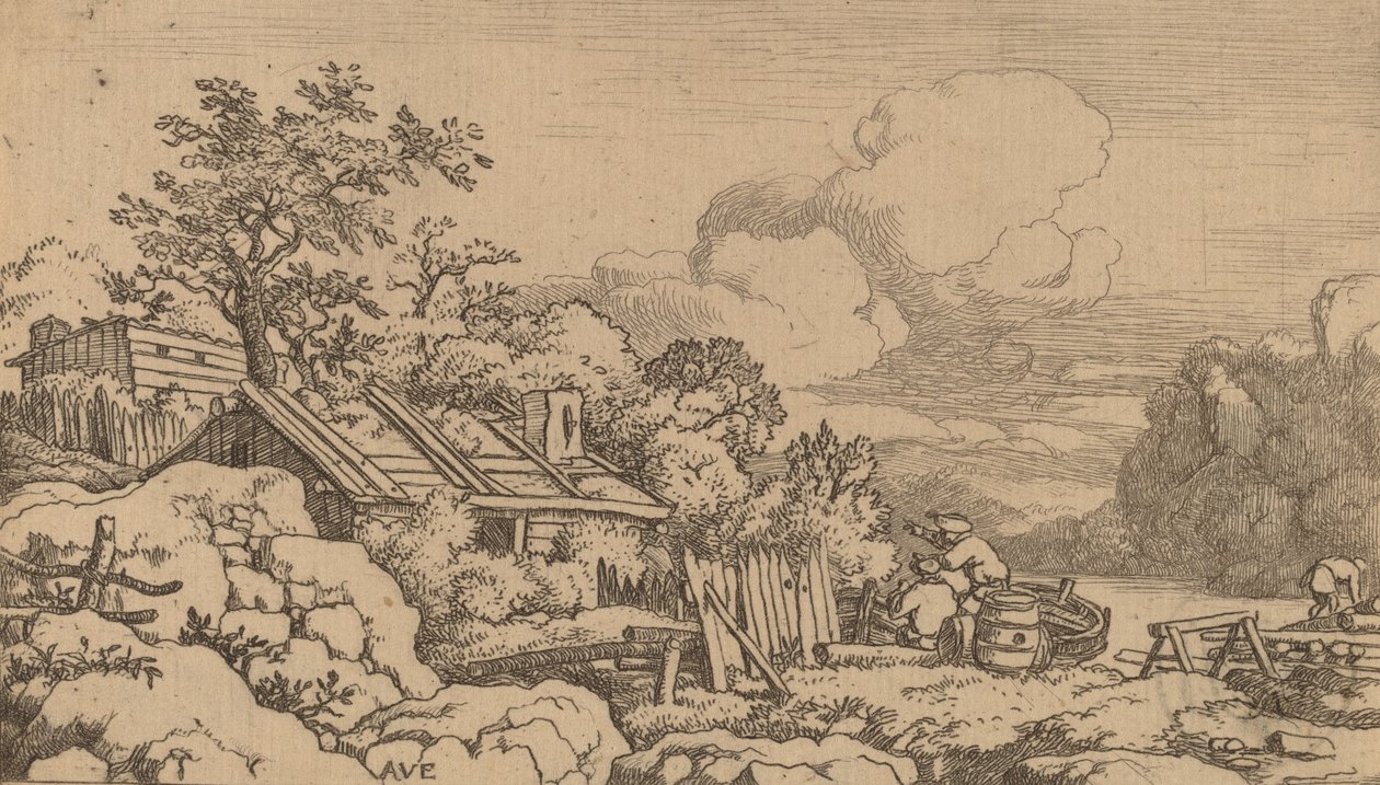 Tømrerhytte, formentlig ca. 16451656. af Allart van Everdingen