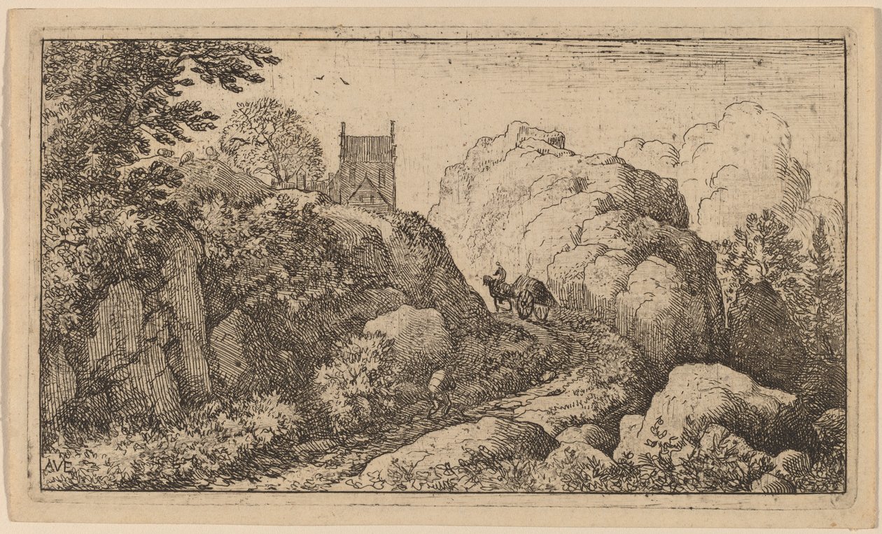 Vogn i et smalt pas, sandsynligvis ca. 16451656. af Allart van Everdingen