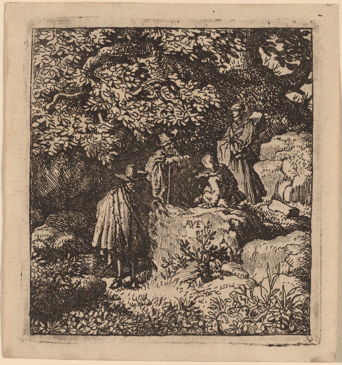 Fire figurer under et træ af Allart van Everdingen