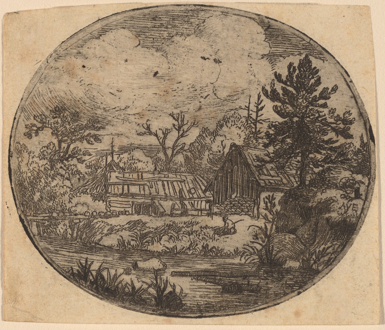 Hamlet ved bredden af en flod af Allart van Everdingen