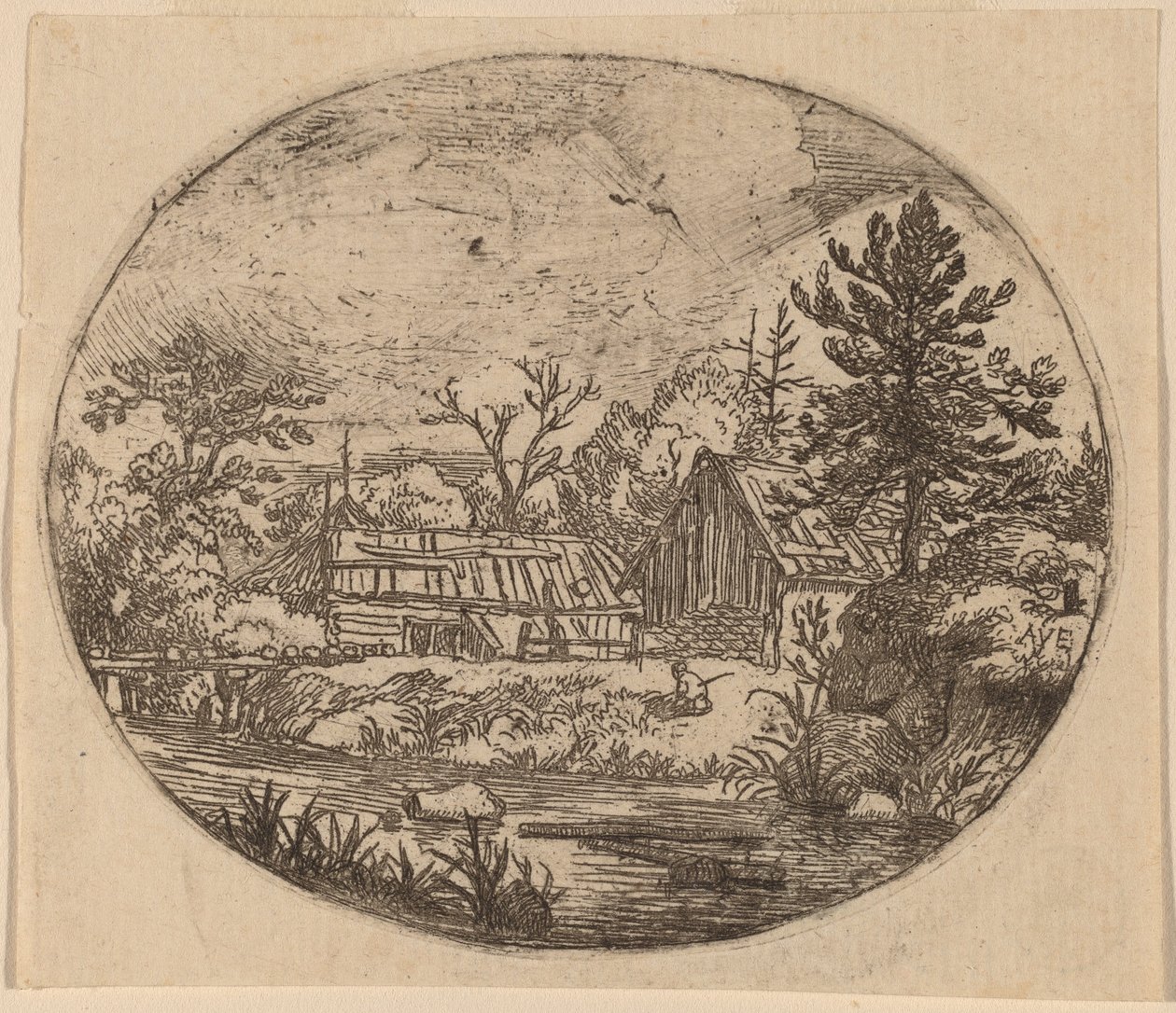 Hamlet ved bredden af en flod af Allart van Everdingen
