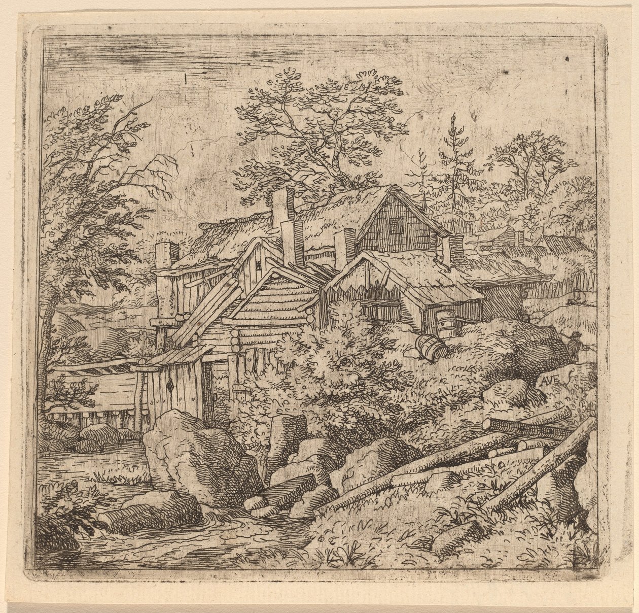 Hamlet på en bjergside af Allart van Everdingen