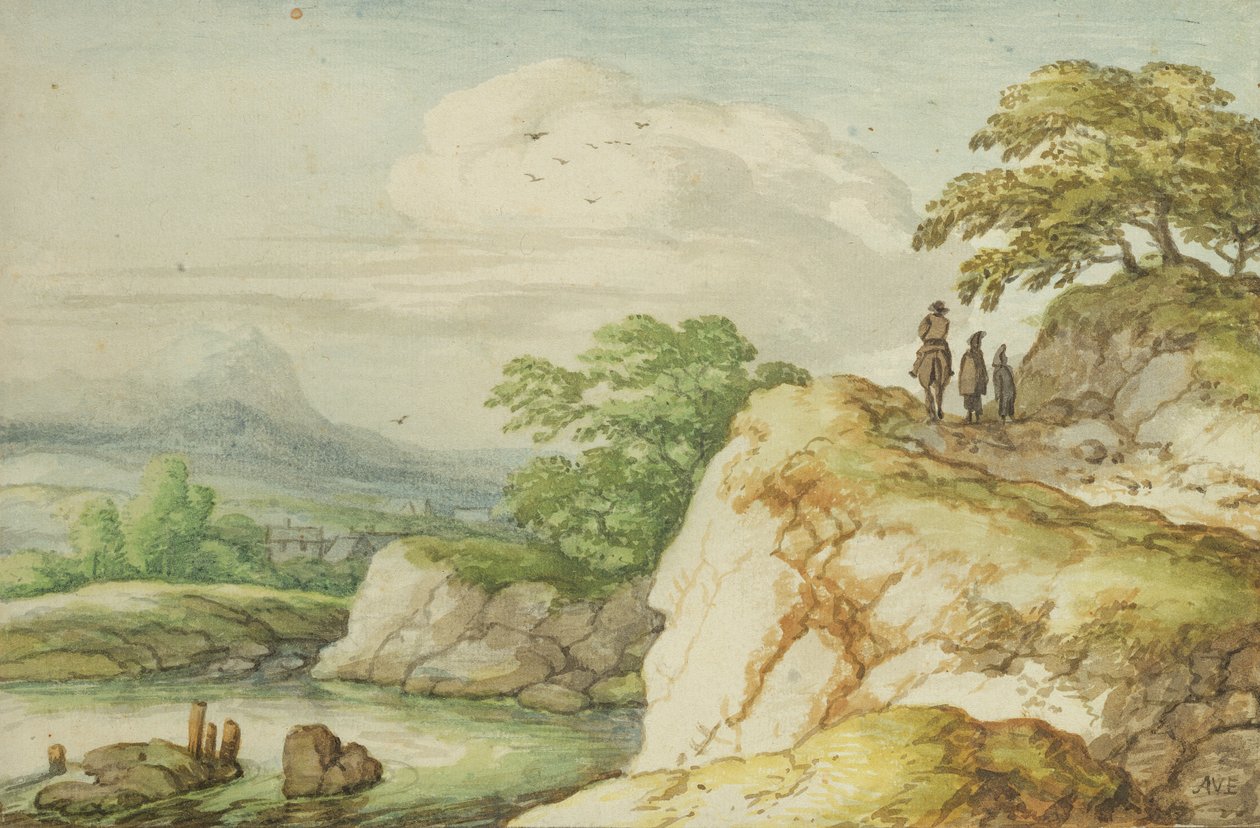 Vandrere i højlandet, ca. 1655 af Allart van Everdingen