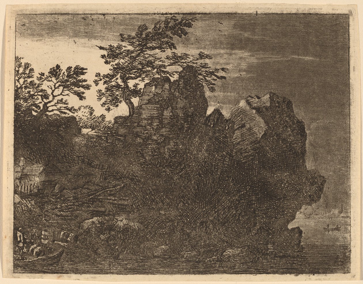 Stor klippe ved floden, sandsynligvis ca. 16451656. af Allart van Everdingen