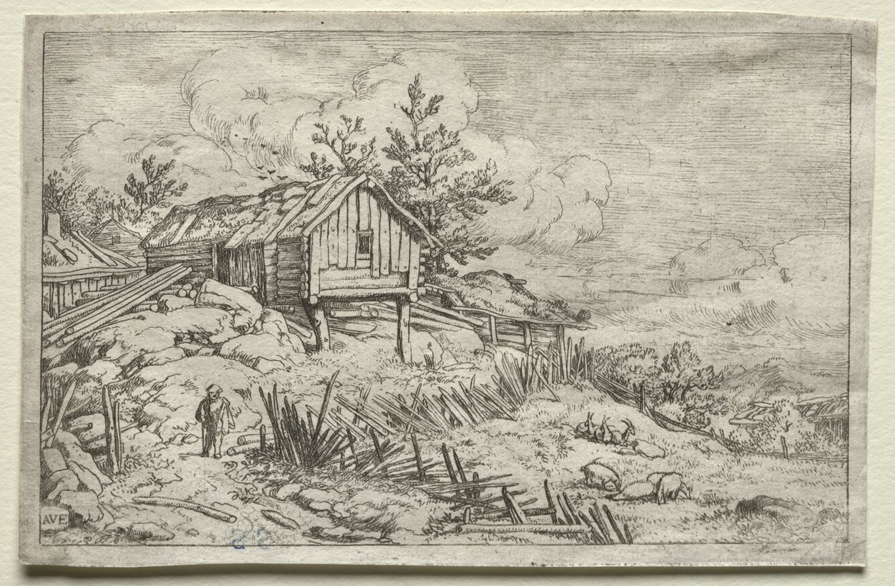 Mand i Gateway of Deserted House. af Allart van Everdingen