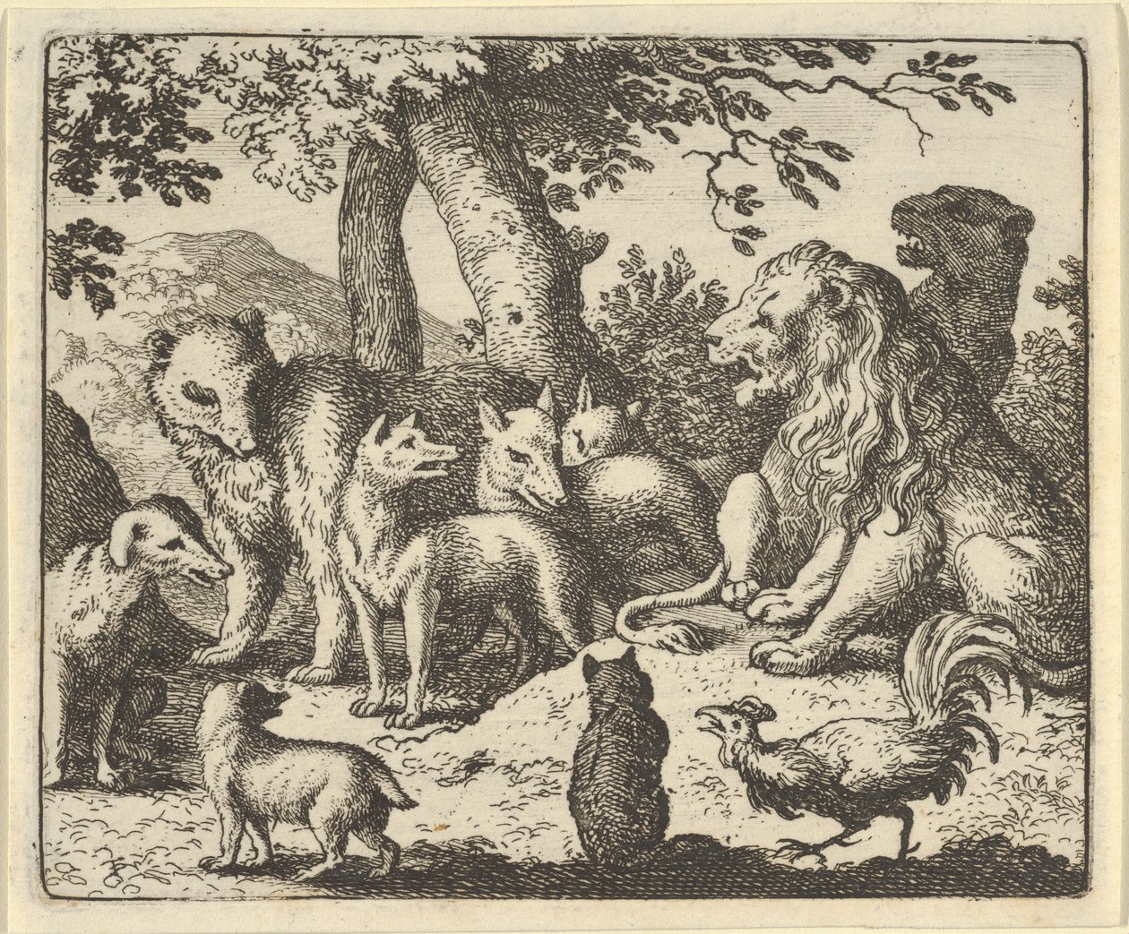 Renard frikender sig selv for sine forbrydelser foran løven, 1650-75. af Allart van Everdingen