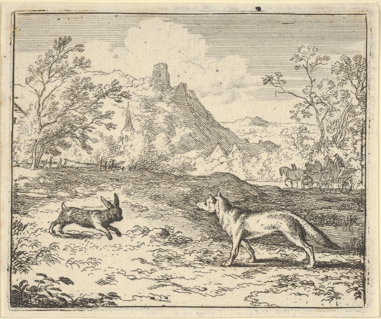 Renard lyver, at kaninen fornærmede et af hans børn, 1650-75. af Allart van Everdingen