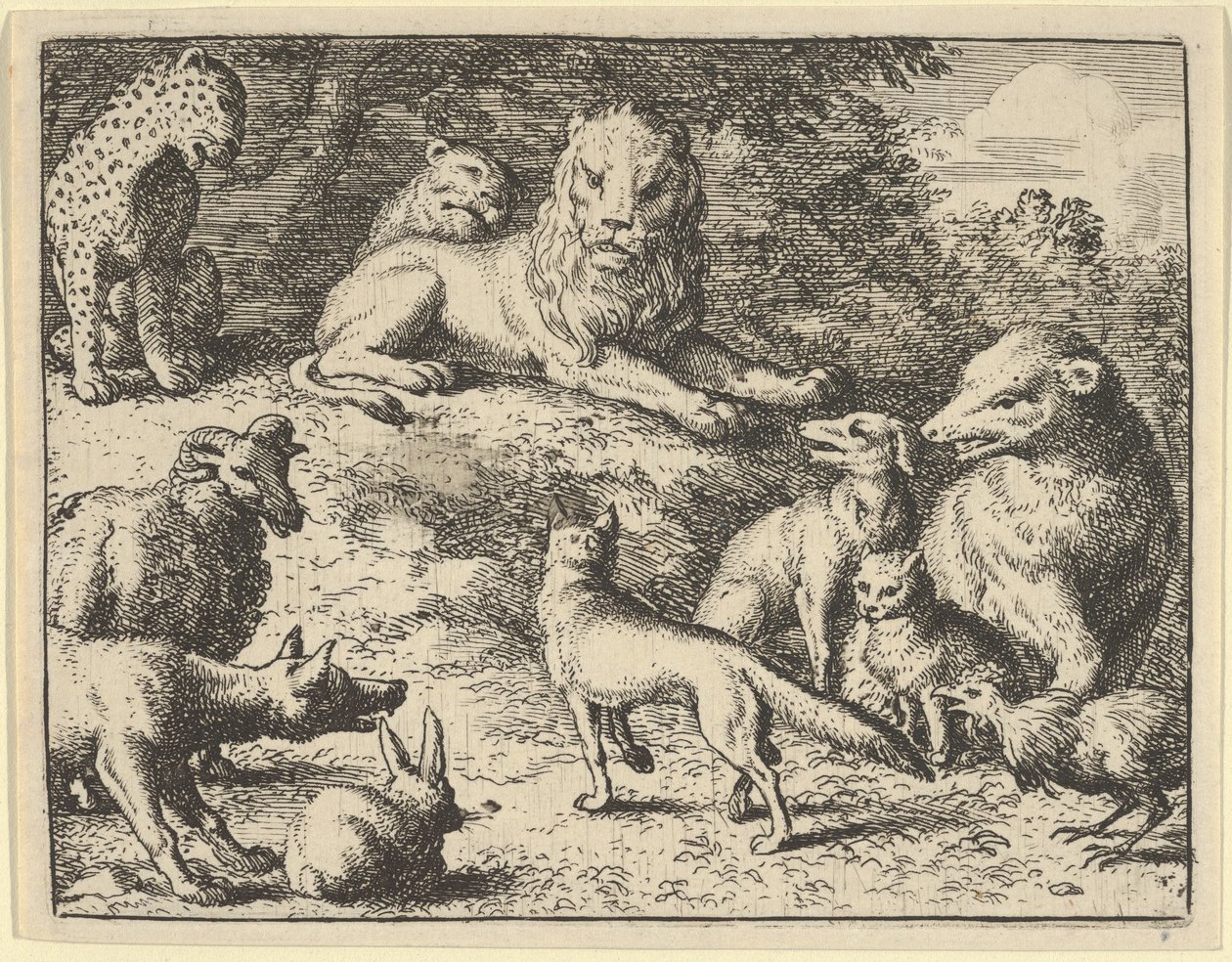 Renard anklages af dyrene før løven, 1650-75. af Allart van Everdingen