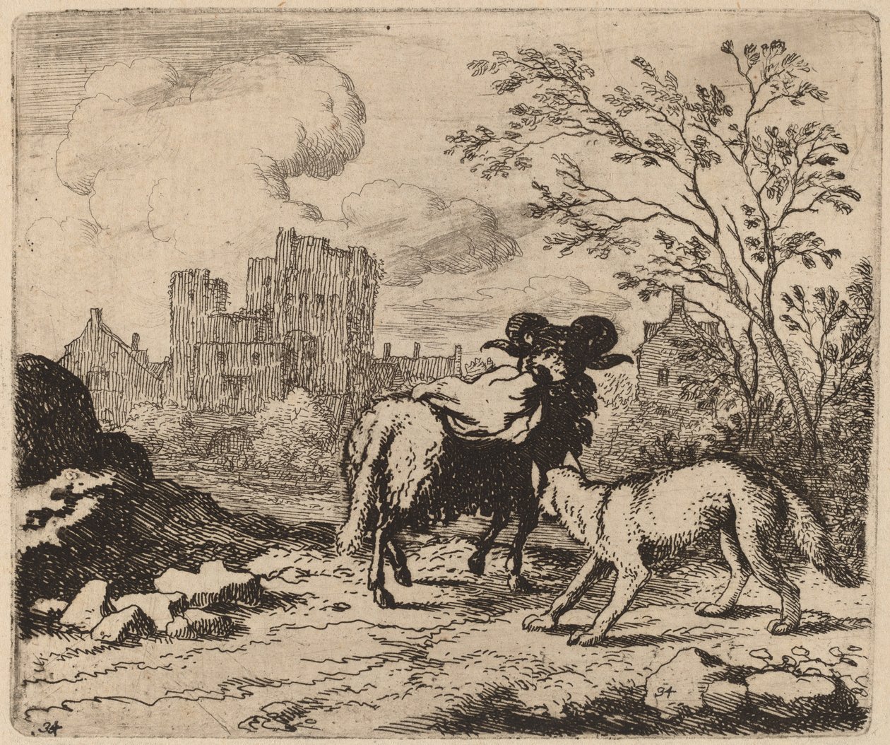 Reynard beder vædderen om at levere et dokument, sandsynligvis ca. 16451656. af Allart van Everdingen