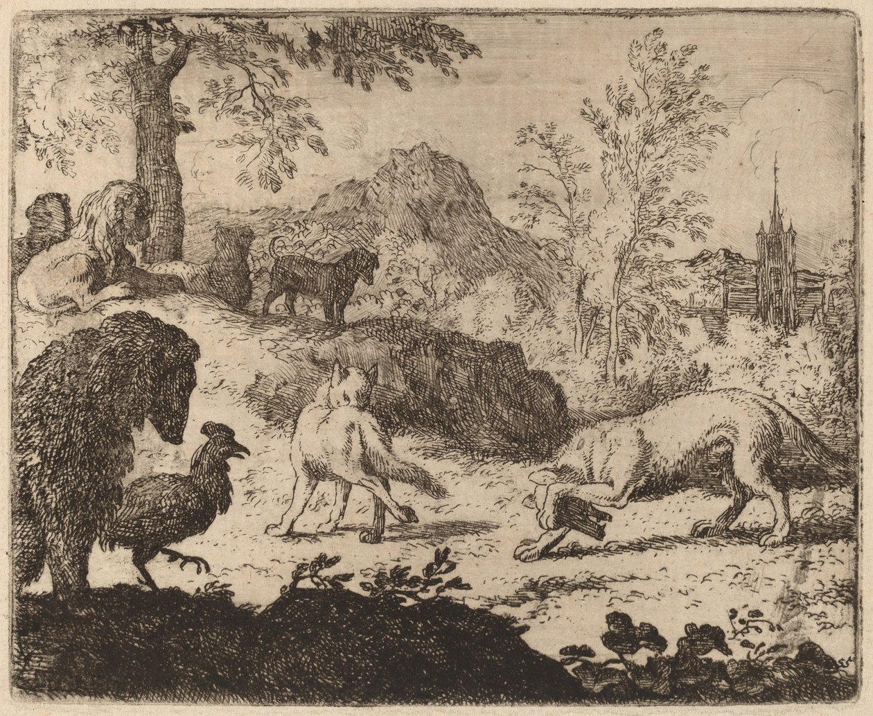 Reynard blinder ulven i det ene øje, sandsynligvis ca. 16451656. af Allart van Everdingen
