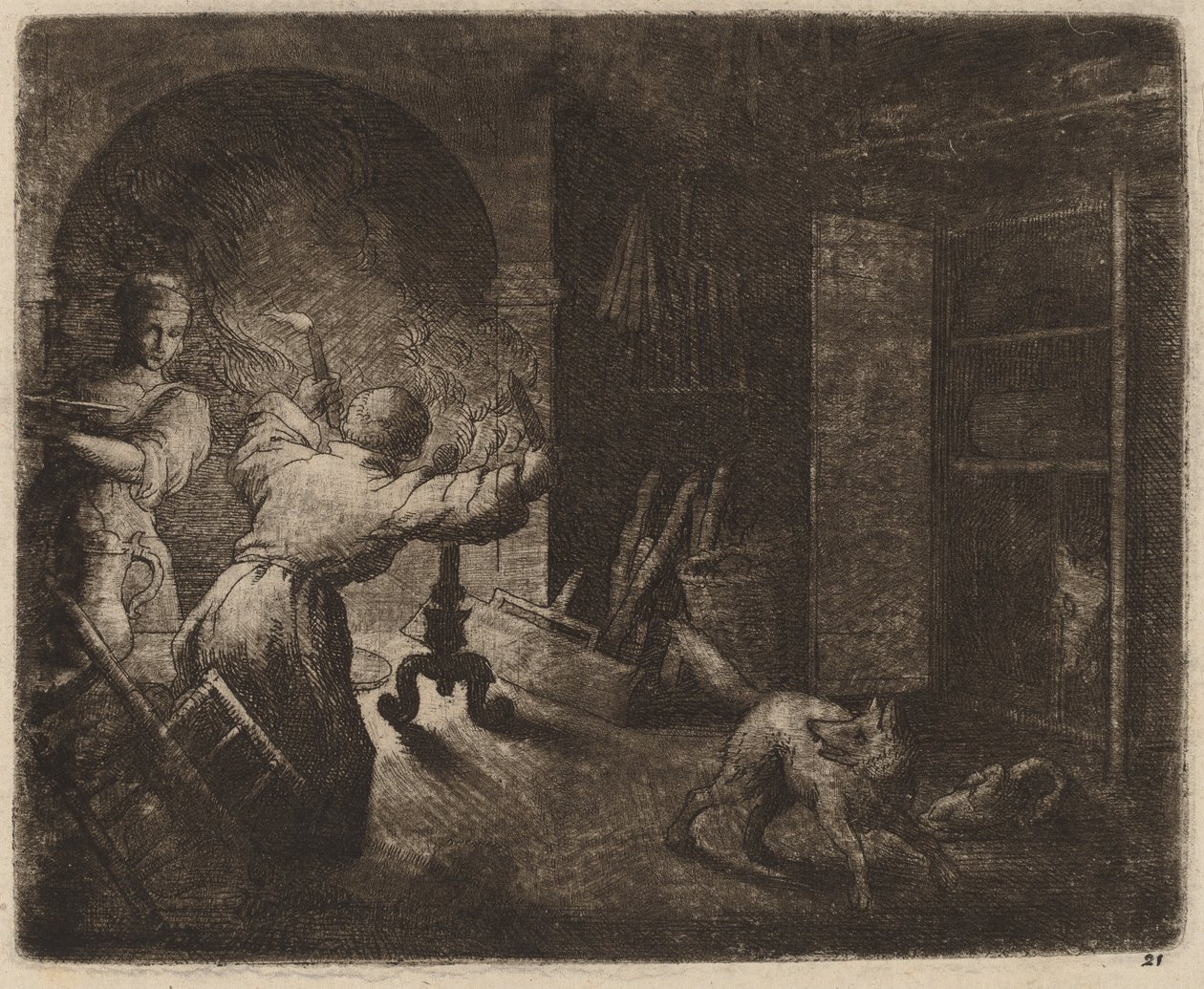 Reynard stjæler en kapon fra præsten, sandsynligvis ca. 16451656. af Allart van Everdingen