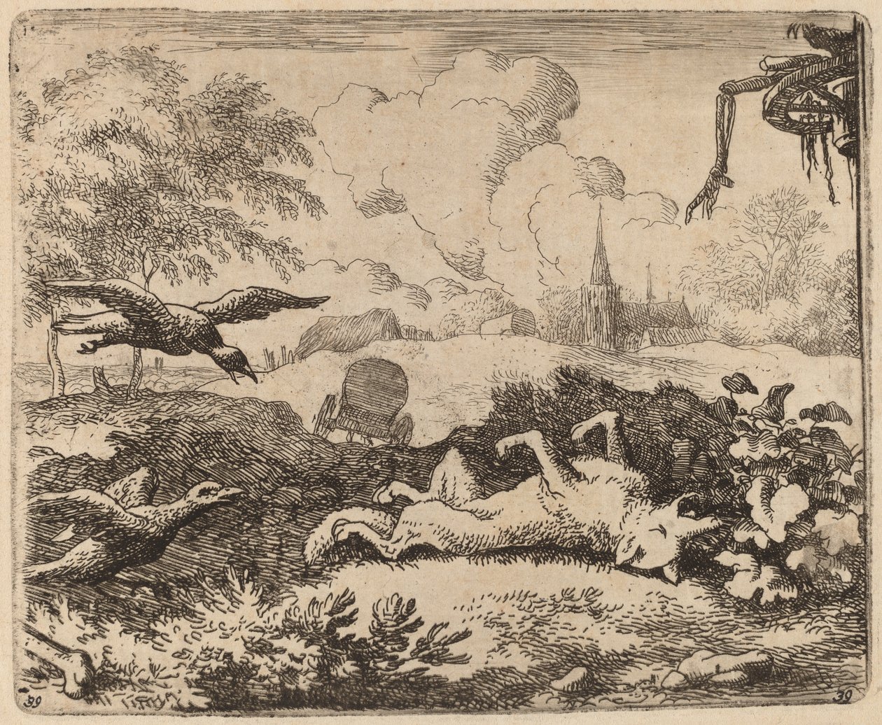Reynard og kragerne, sandsynligvis ca. 16451656. af Allart van Everdingen