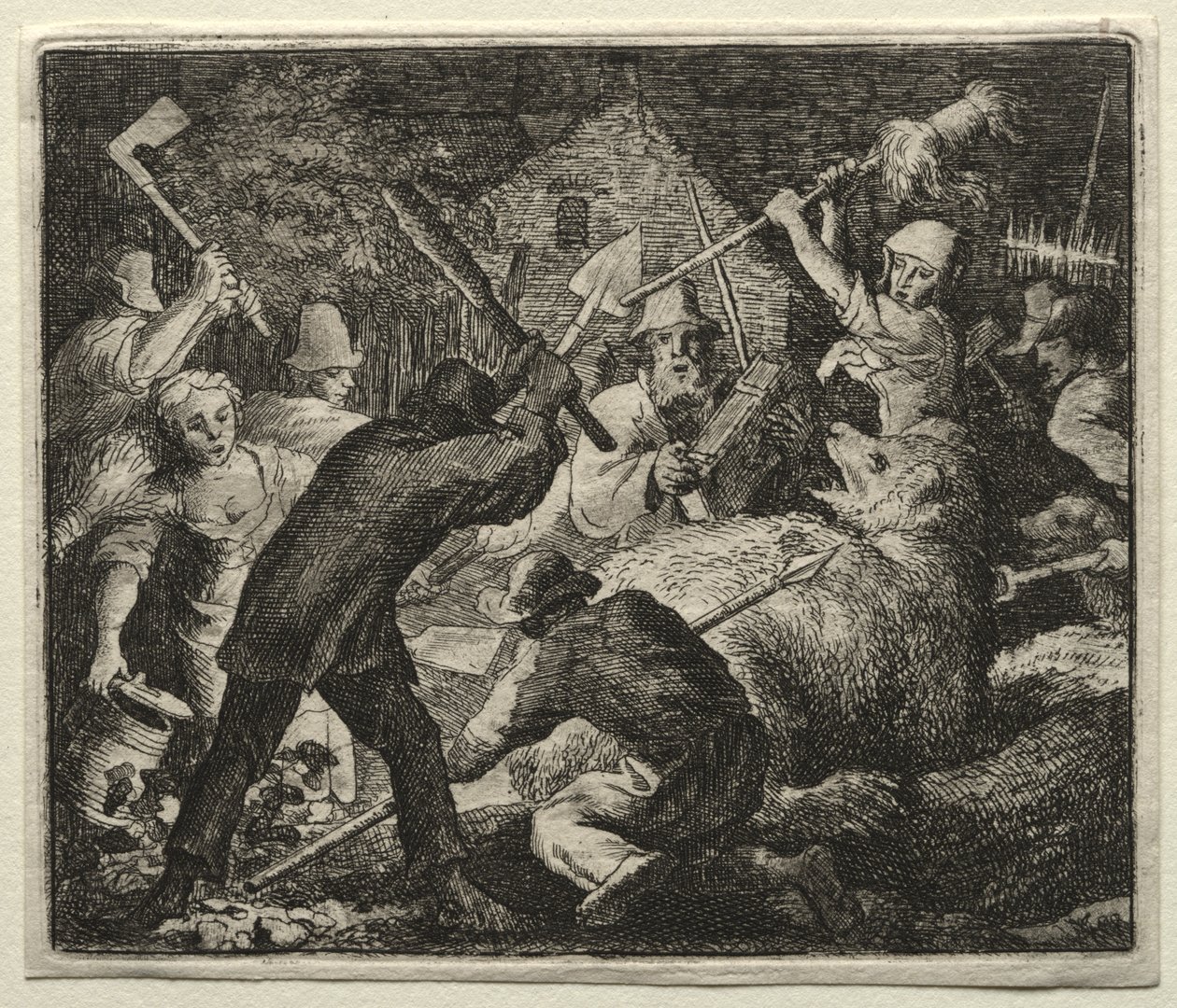 Reynard the Fox: Peasants Attack the Bear af Allart van Everdingen