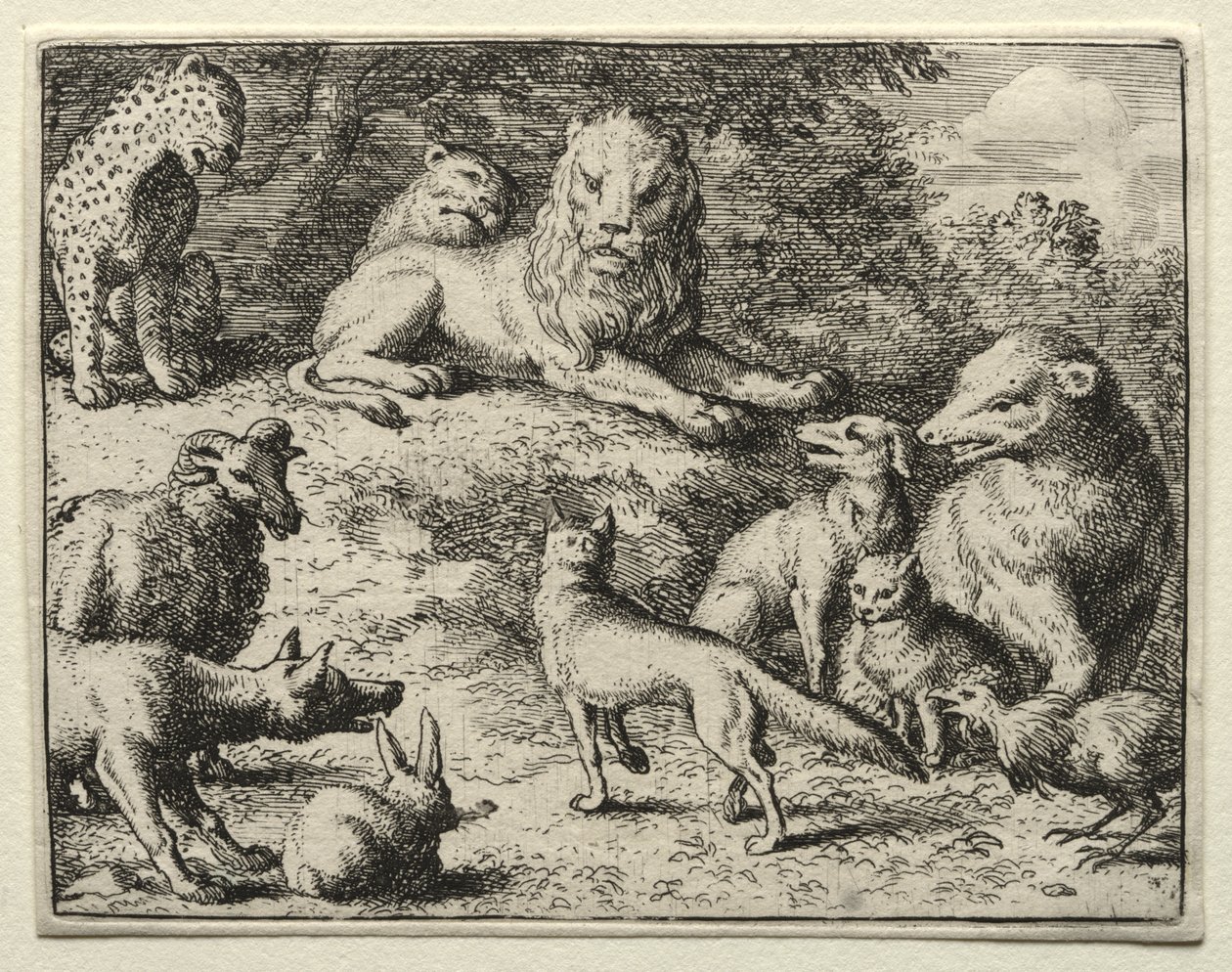 Reynard the Fox: Reynard dukker op ved retten af Allart van Everdingen