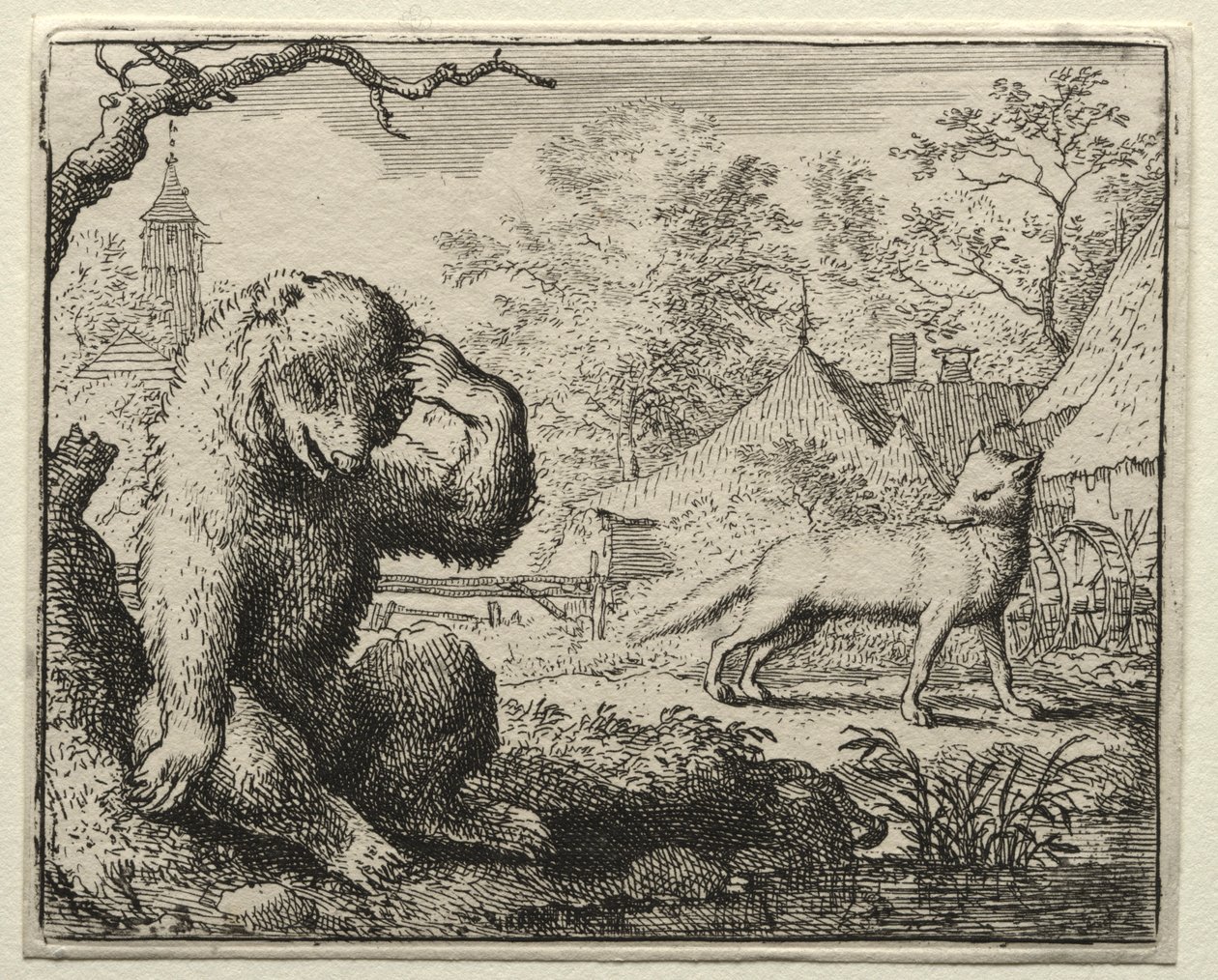Reynard the Fox: Reynard Chides the Injured Bear. af Allart van Everdingen
