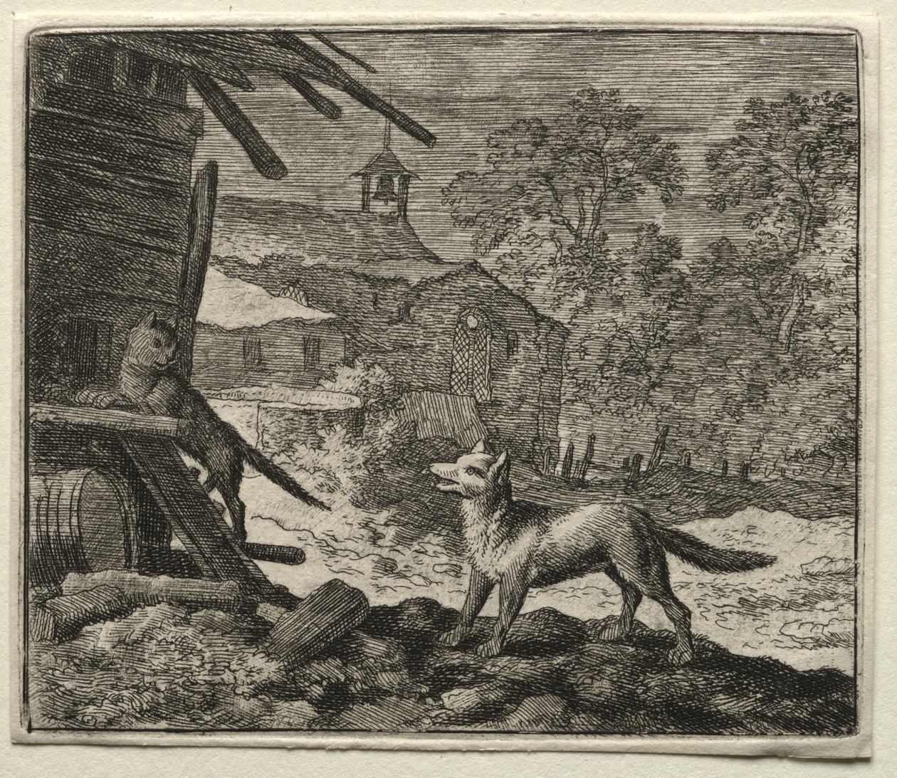 Reynard ræven: Reynard bedrager katten. af Allart van Everdingen