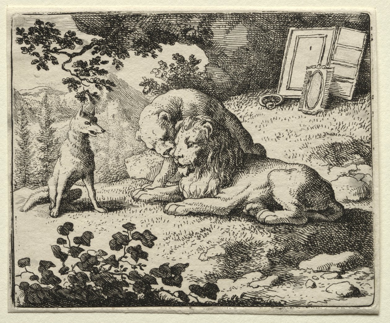 Reynard the Fox: Reynard lover gaver til løven af Allart van Everdingen