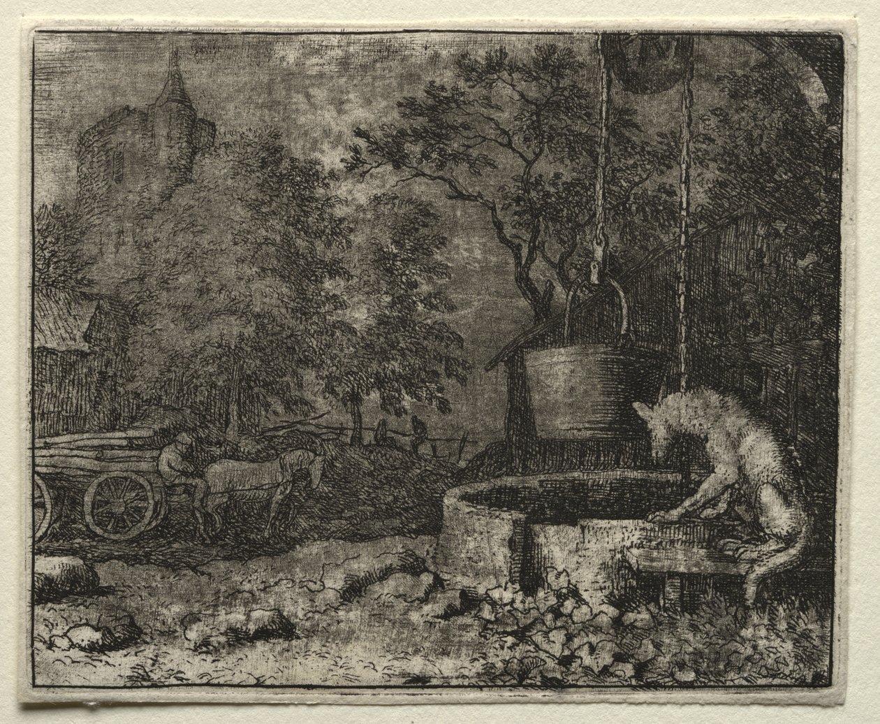 Reynard the Fox: Reynard tricks the Wife of the Wolf af Allart van Everdingen