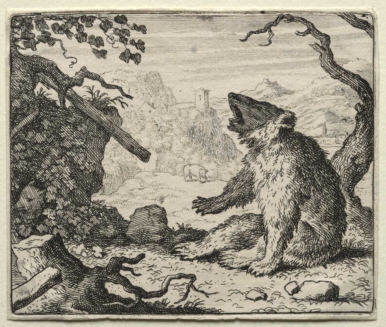 Reynard the Fox: The Bear kalder Reynard til retten. af Allart van Everdingen