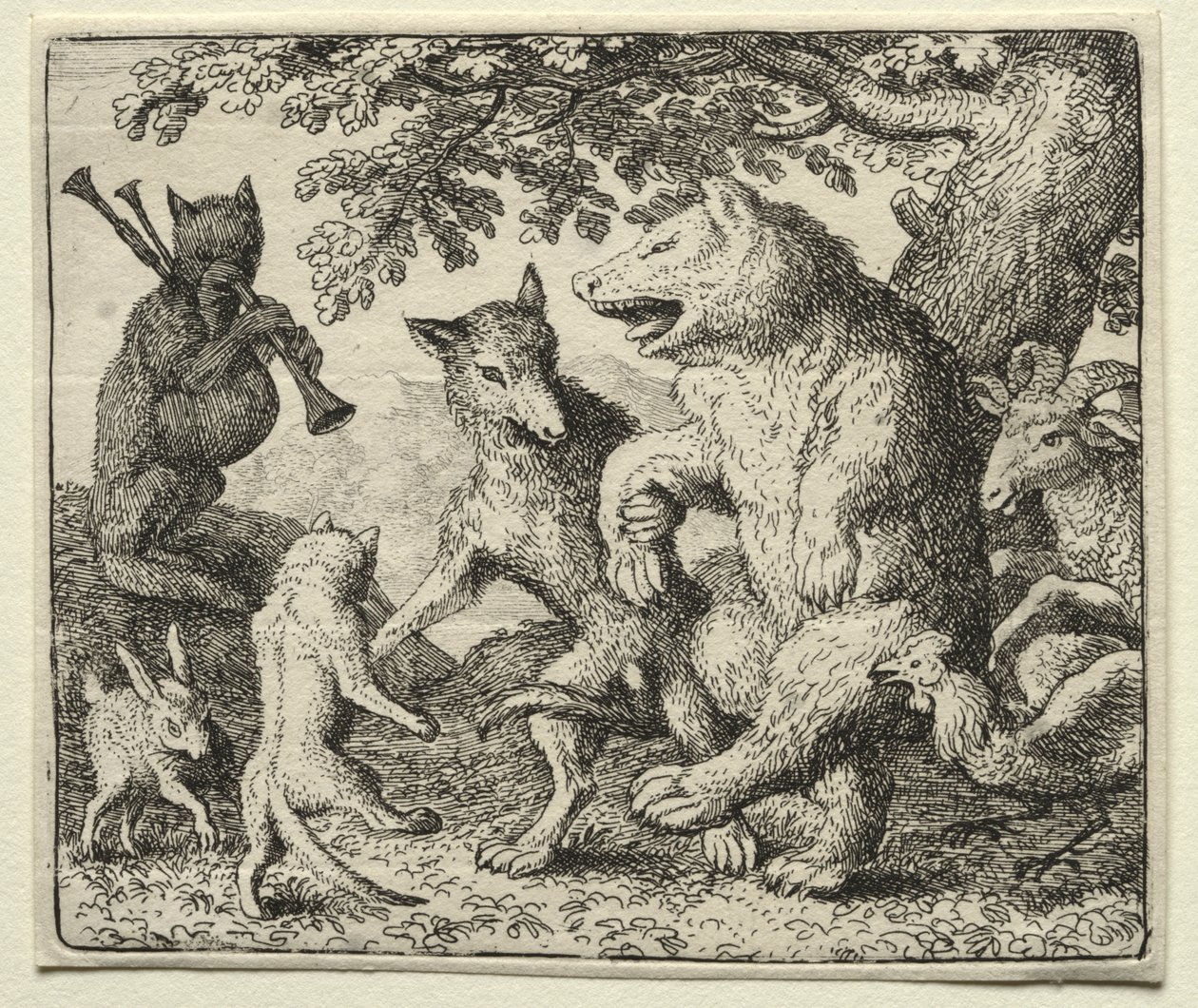 Reynard the Fox: The Wolf and the Bear fejrer deres frihed. af Allart van Everdingen