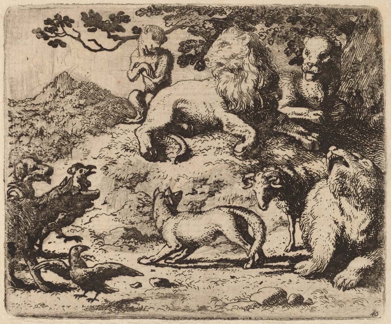 Reynards fjender er forfærdede, sandsynligvis ca. 16451656. af Allart van Everdingen