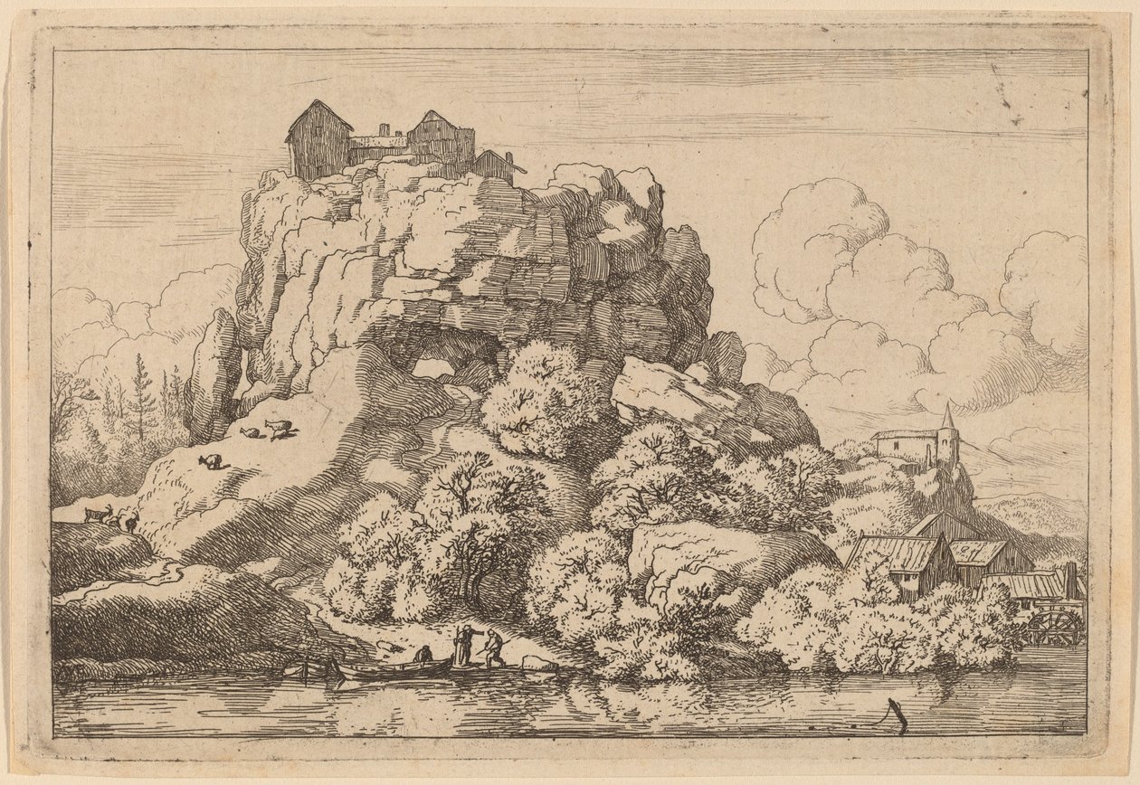 Flod ved foden af en høj klippe, sandsynligvis ca. 16451656. af Allart van Everdingen