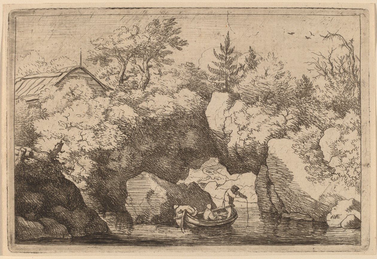 Skift under en kløvet klippe, sandsynligvis ca. 16451656. af Allart van Everdingen