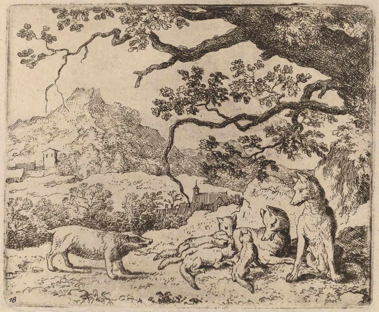 Grævlingen sendt som budbringer, sandsynligvis ca. 16451656. af Allart van Everdingen