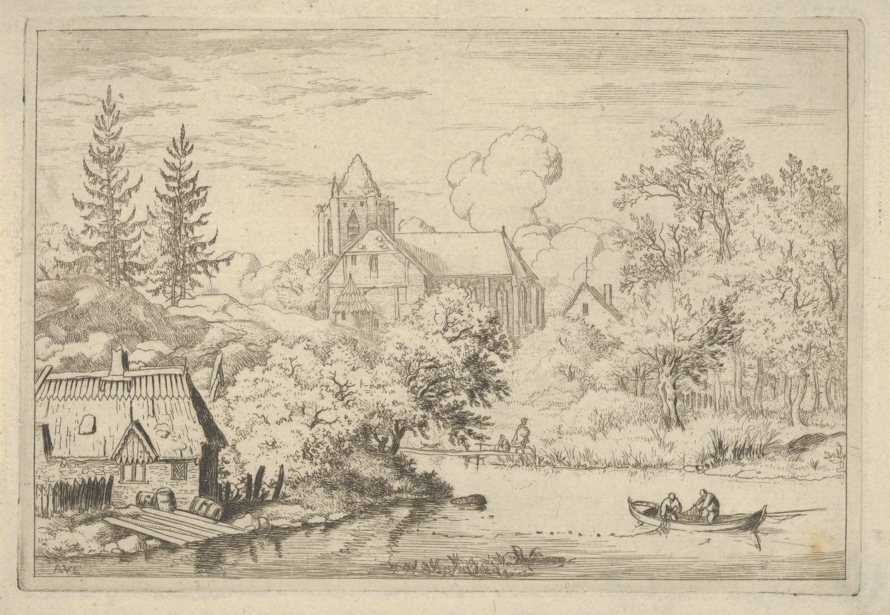 Fadene og plankerne på bagsiden af floden, 1600-tallet. af Allart van Everdingen