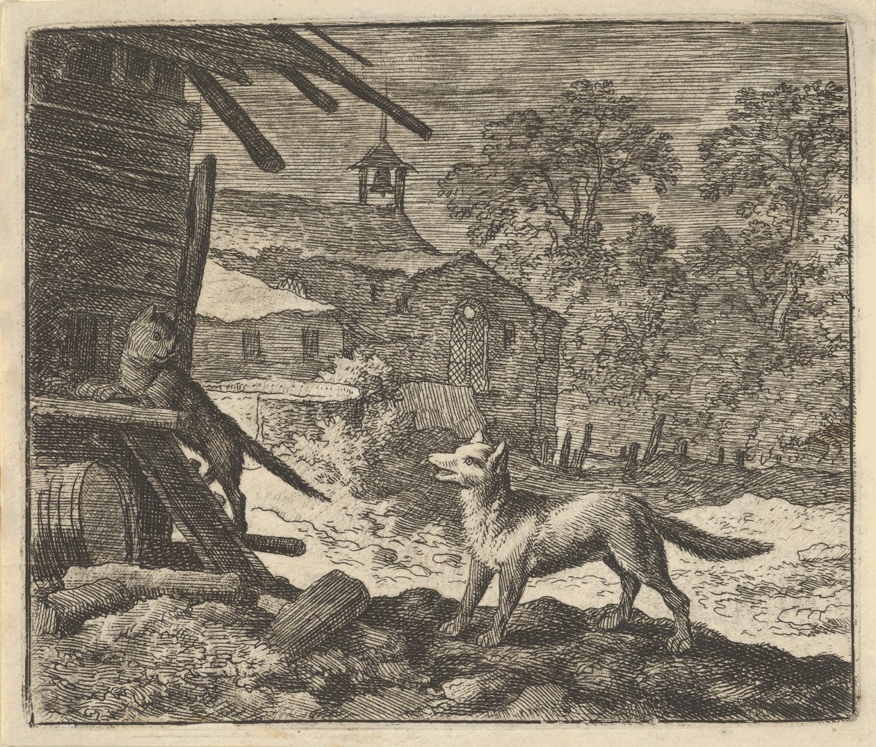 Katten klatrer i en lade, 1650-75. af Allart van Everdingen