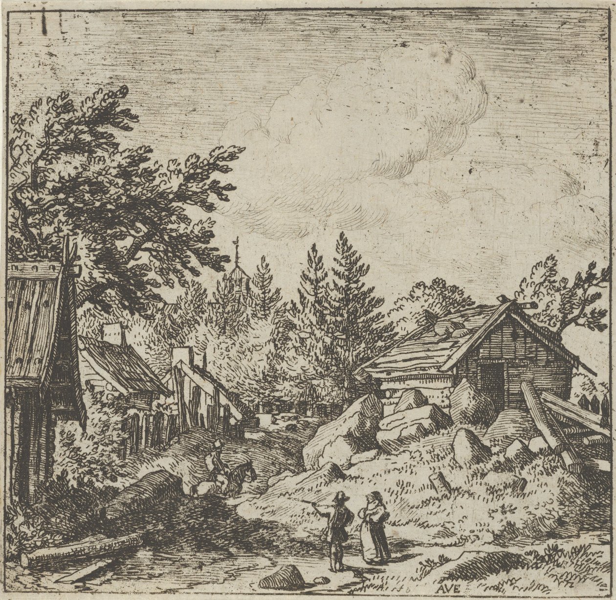 The Hamlet on the Montainous Ground, 1600-tallet. af Allart van Everdingen