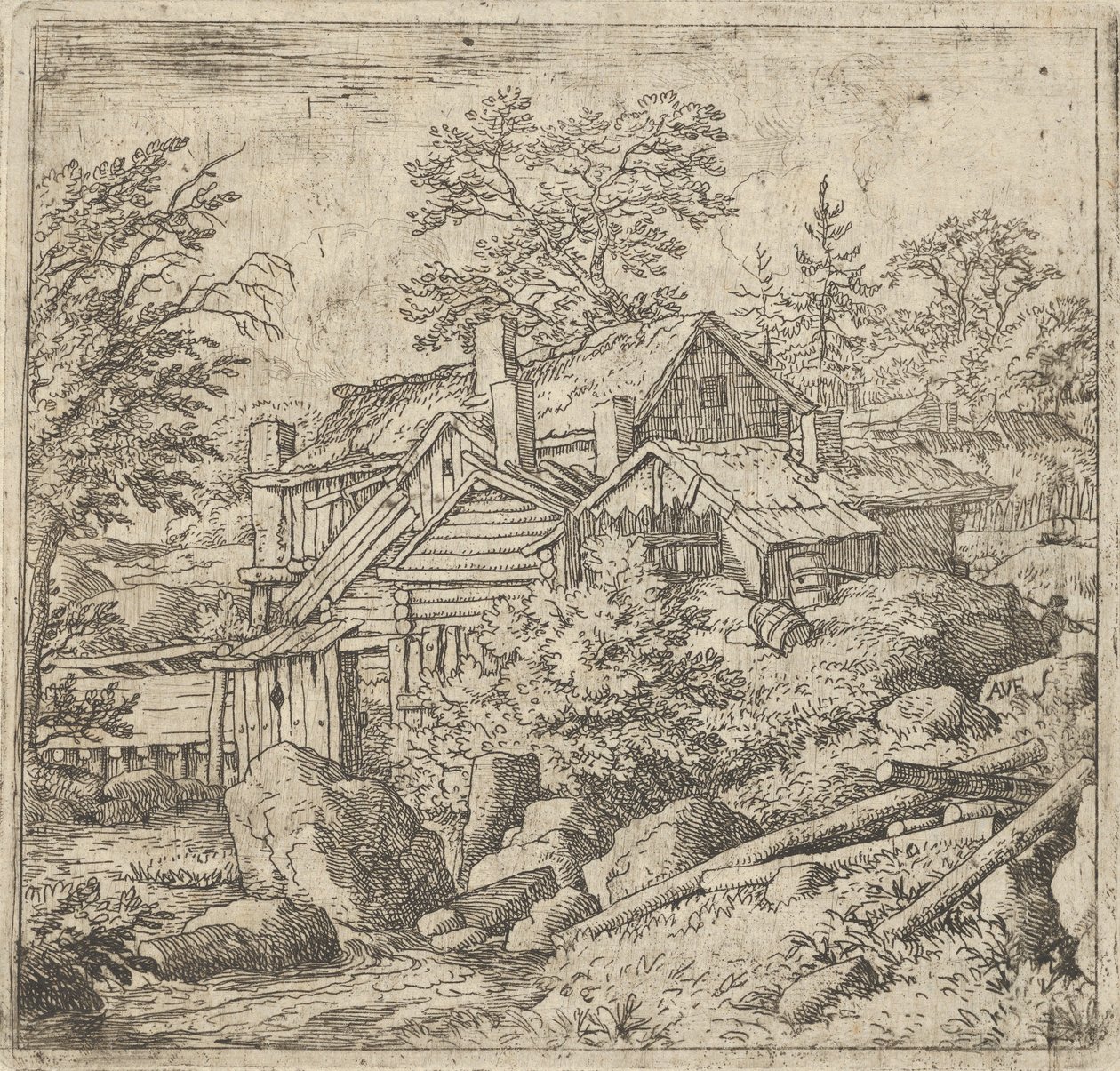 Hamlet på bjergsiden, 1600-tallet. af Allart van Everdingen