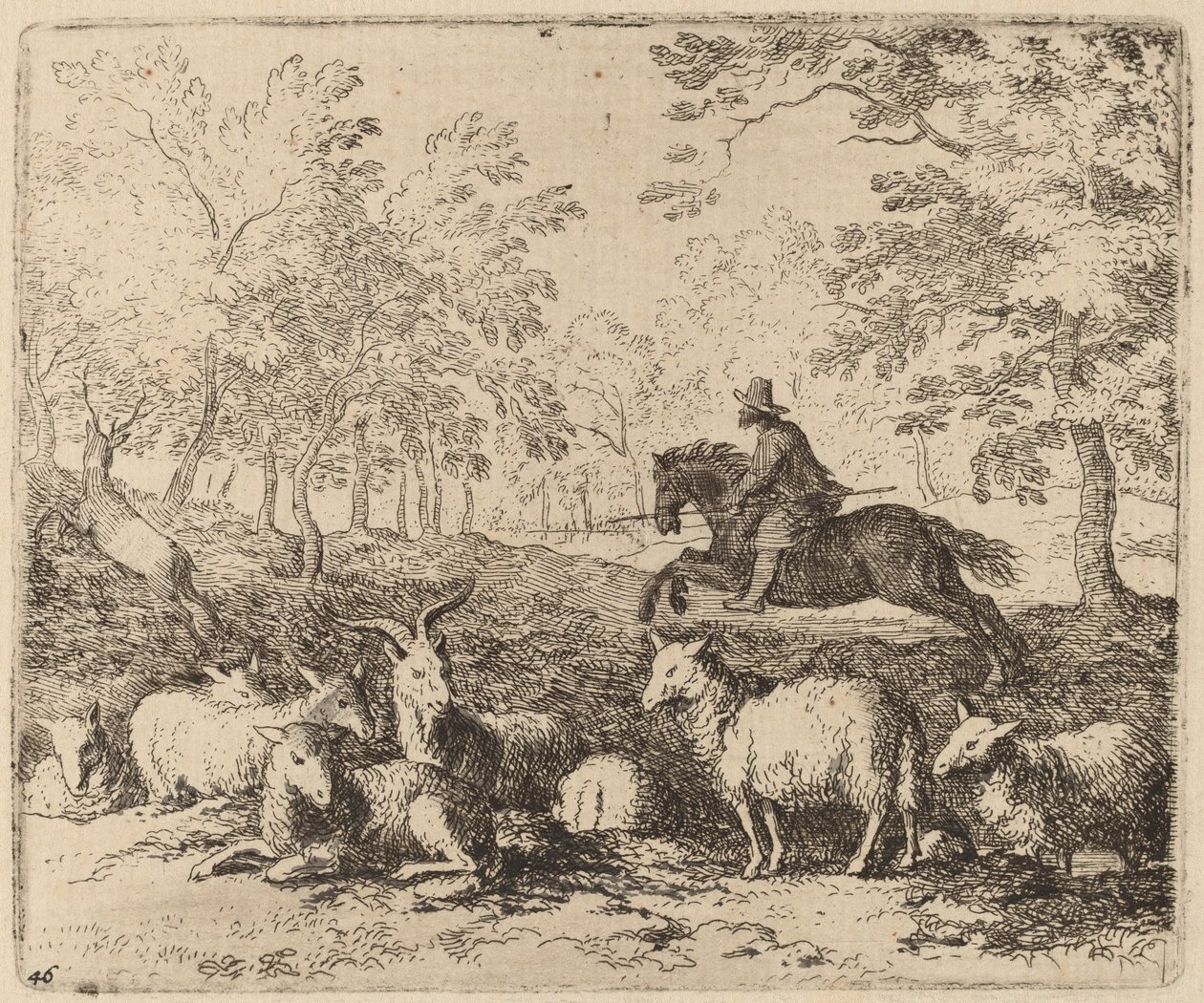 Hesten tvunget til at forfølge hjorten, sandsynligvis ca. 16451656. af Allart van Everdingen