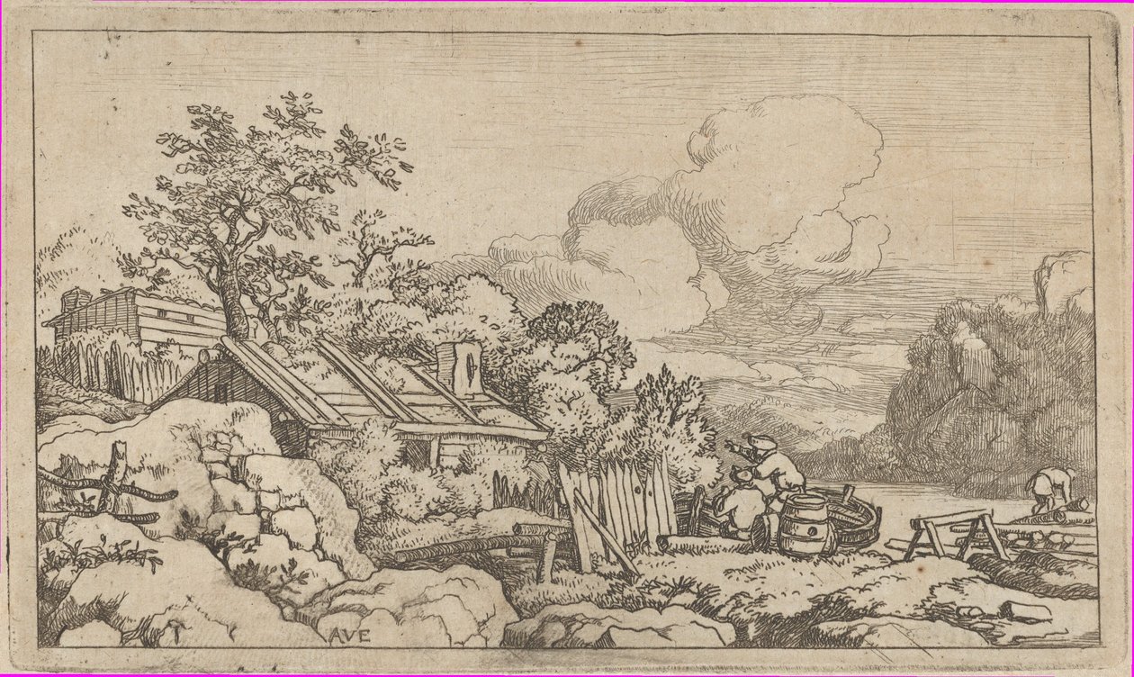 Tømrerens hytte, 1600-tallet. af Allart van Everdingen