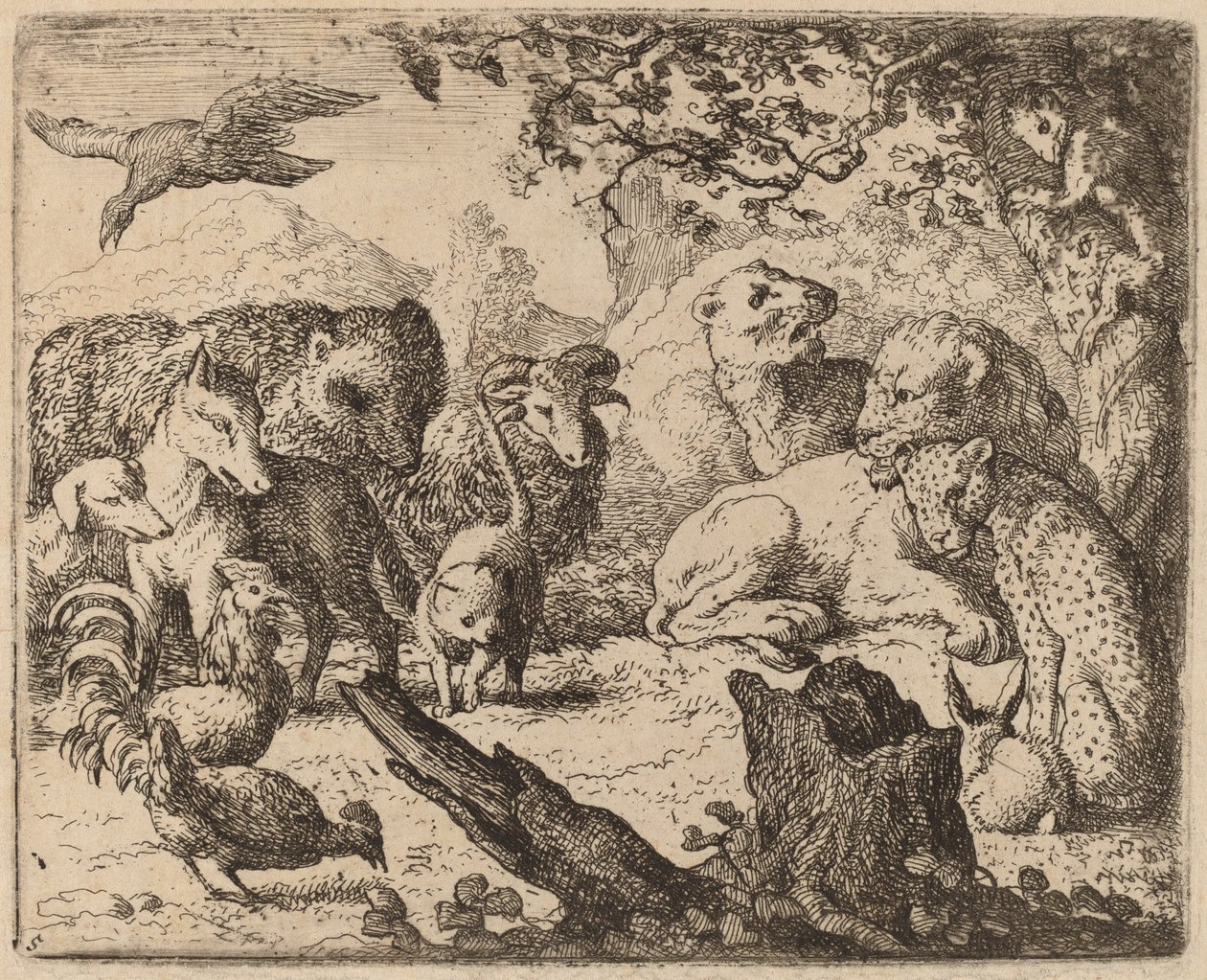 Løven bekendtgør en fred, sandsynligvis ca. 16451656. af Allart van Everdingen