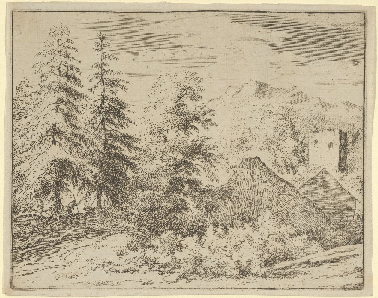 Manden mellem de to grantræer, 1600-tallet. af Allart van Everdingen