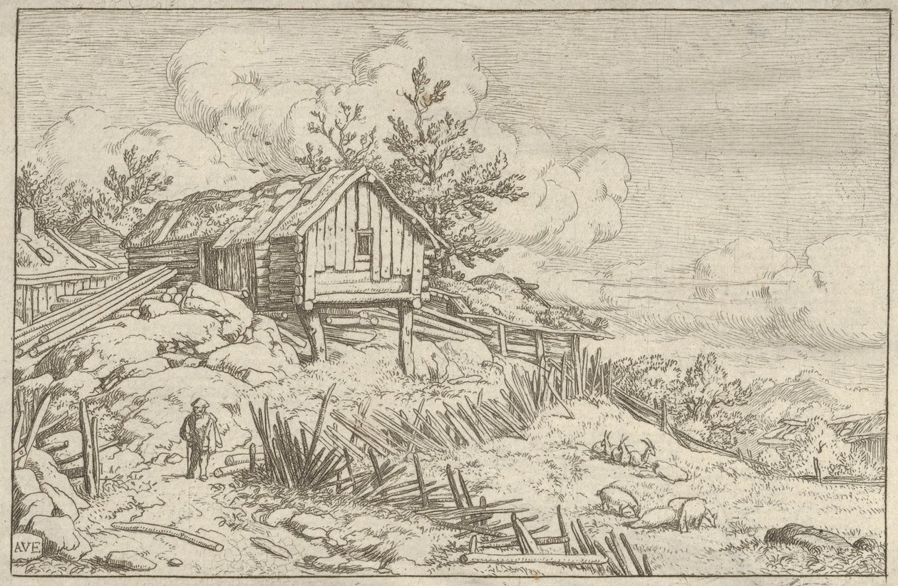 Manden nær indgangen til den ruinøse hæk, 1600-tallet. af Allart van Everdingen