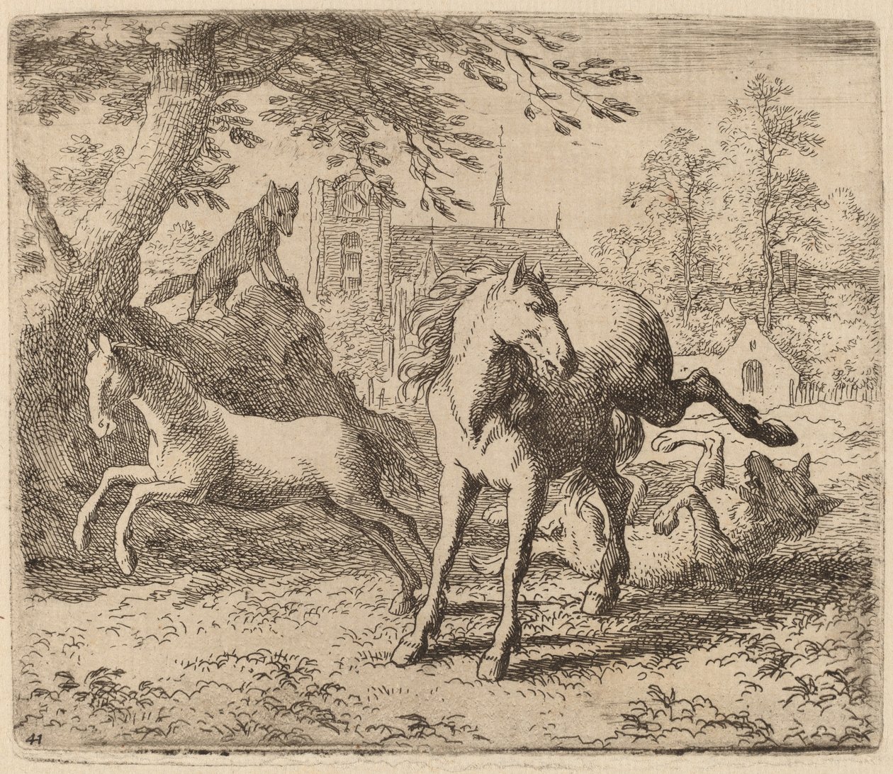 Hoppen og ulven, sandsynligvis ca. 16451656. af Allart van Everdingen