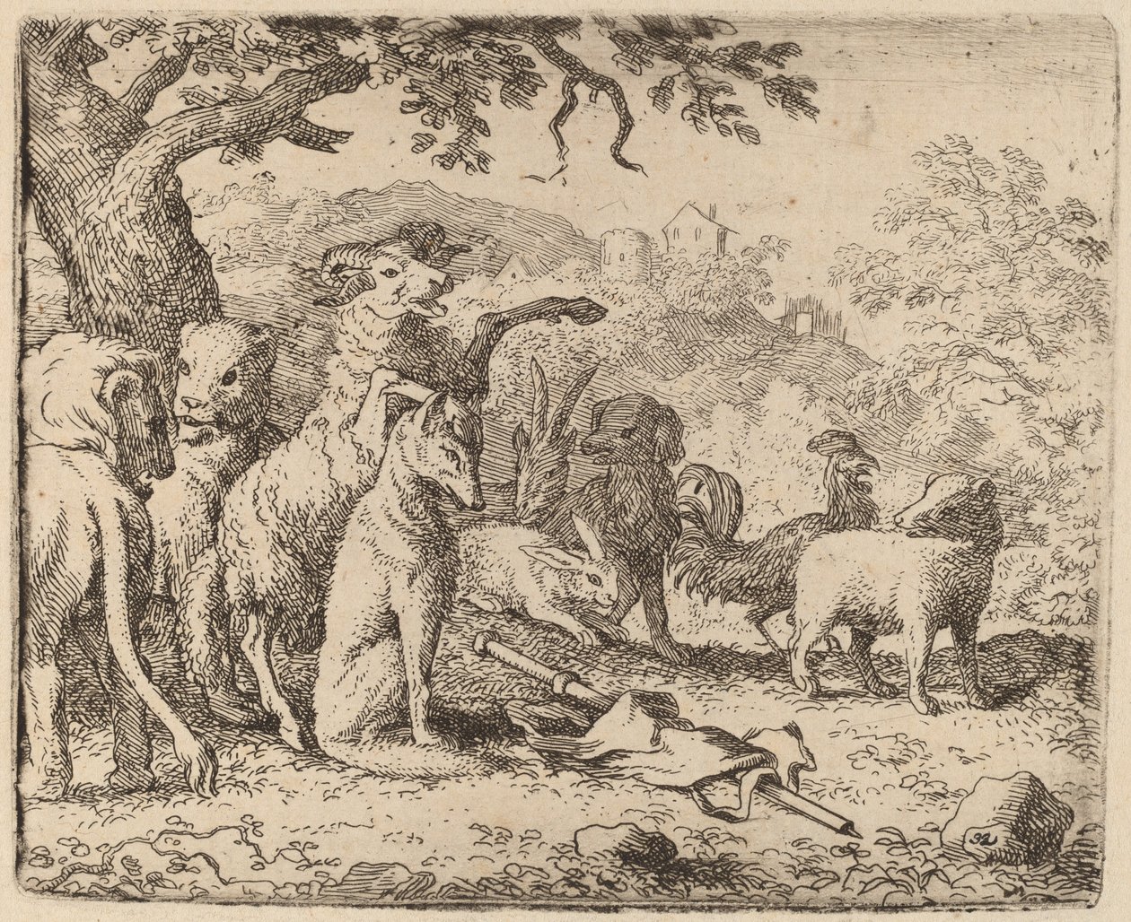 Vædderen velsigner Reynard, sandsynligvis ca. 16451656. af Allart van Everdingen