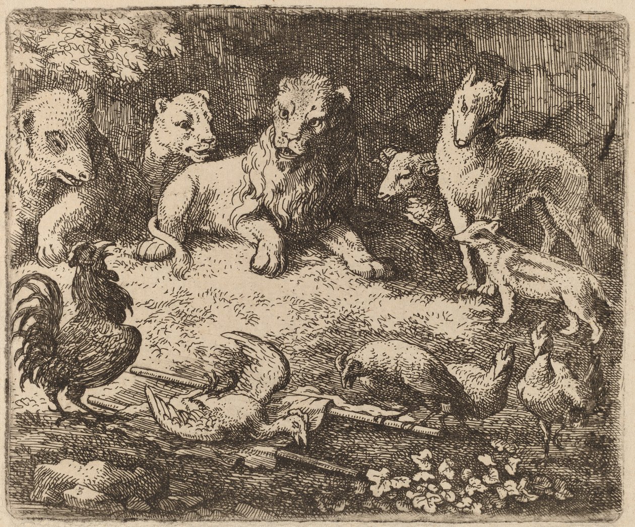 Hanen anklager Reynard, sandsynligvis ca. 16451656. af Allart van Everdingen