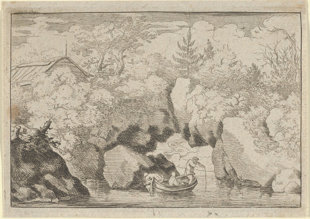 Skiffen nær den gennemborede klippe, 1600-tallet. af Allart van Everdingen