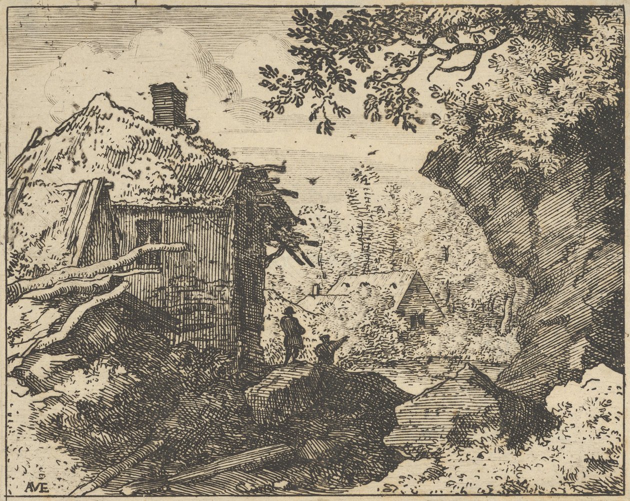 Halmhytten set bagfra, 1600-tallet. af Allart van Everdingen