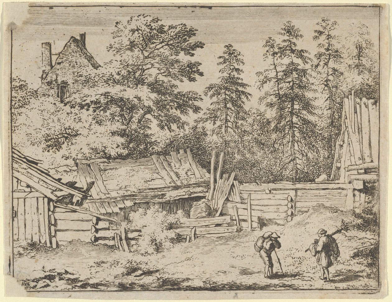 De tre hytter, 1600-tallet. af Allart van Everdingen